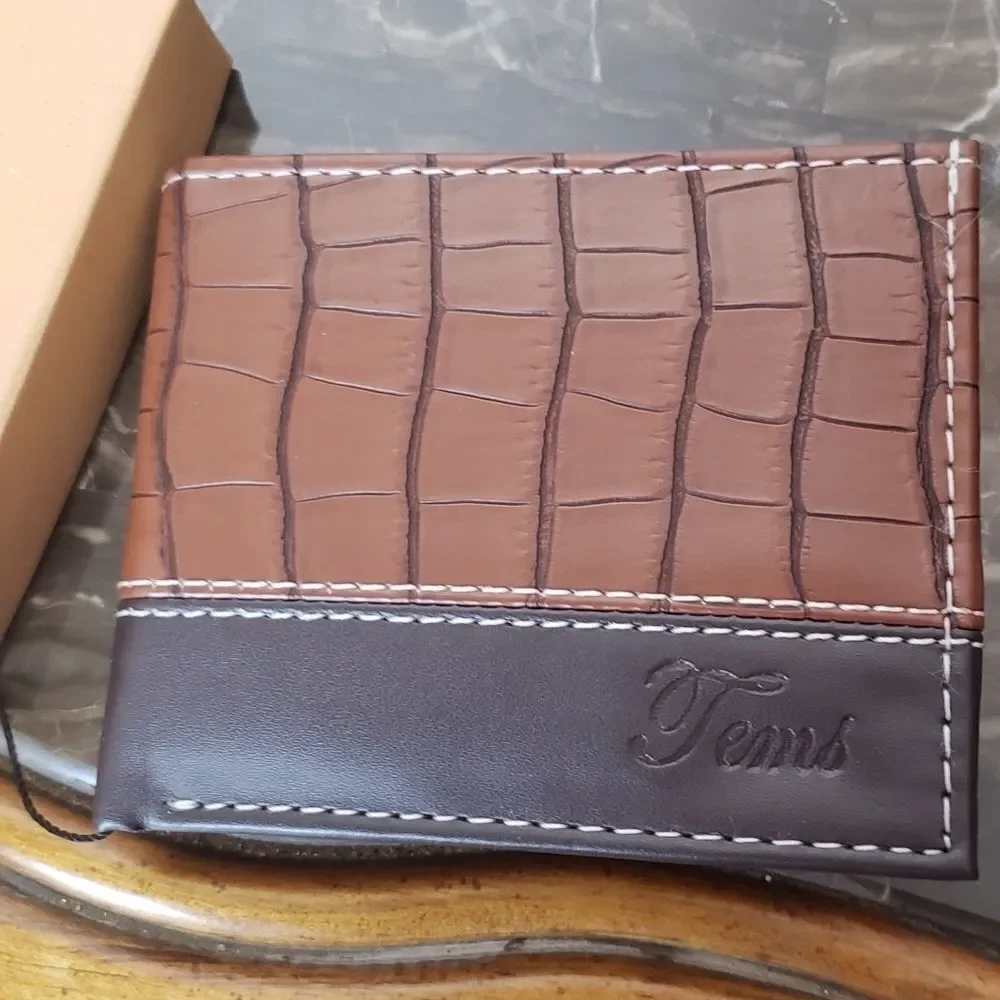 Brown Vegan leather croc design embossed